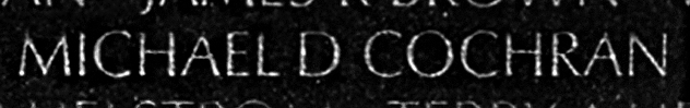 cochran's name inscribed on the Wall
